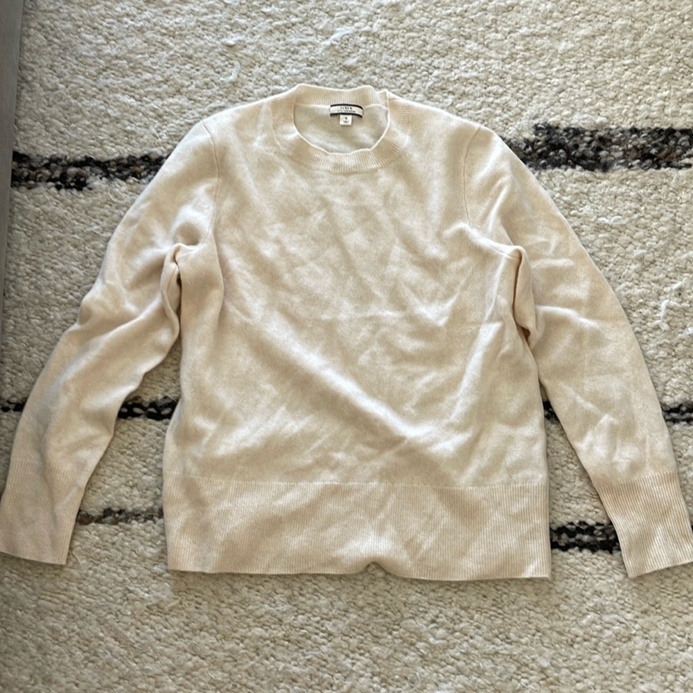 J.crew cream cashmere crew neck sweater size s